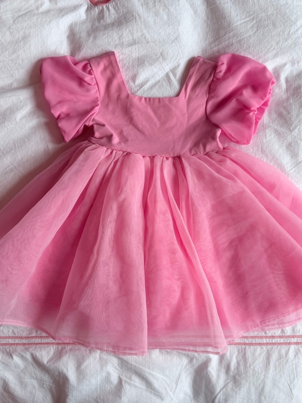 Holly & Bloom Pink Puff-Sleeve Tulle Party Dress for Girls